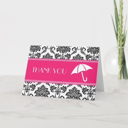 Schwarzes und pinkfarbenes Brautparty danken Ihnen Dankeskarte (Vorderseite)