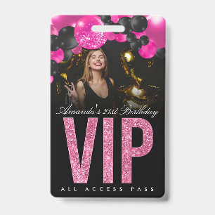 Schwarzes und rosa anpassbares VIP All-Access-Abze Ausweis