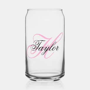 Schwarzes und rosa fancy Monogramm Dosenglas