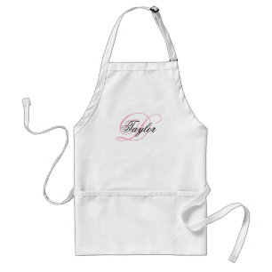 Schwarzes und rosa fancy Monogramm Schürze