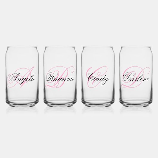 Schwarzes und rosa fancy monogrammiert dosenglas (Vorderseite)