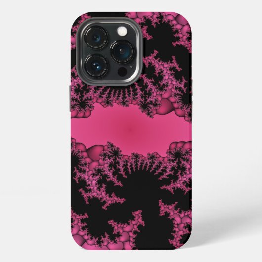 schwarzes und rosa Fraktal iPhone Hülle (Hinten)