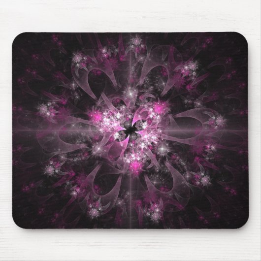 Schwarzes und rosa Fraktal Mousepad (Vorne)
