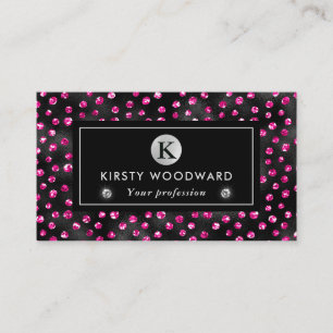 Schwarzes und rosa Glitter Glam Punkte Muster Visitenkarte