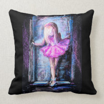 Schwarzes und rosa Kissen mit Ballerinamädchen