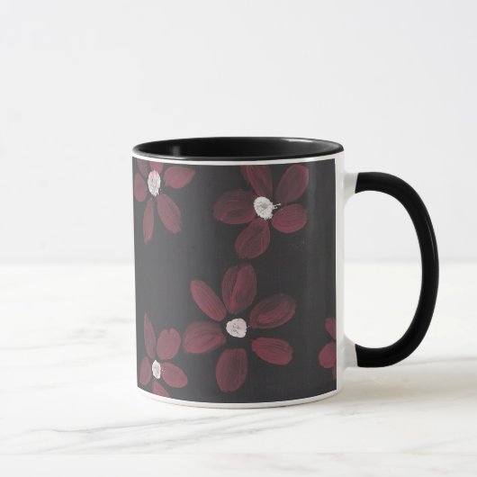 Schwarzes und Rosa mit Blumen Tasse (Rechts)