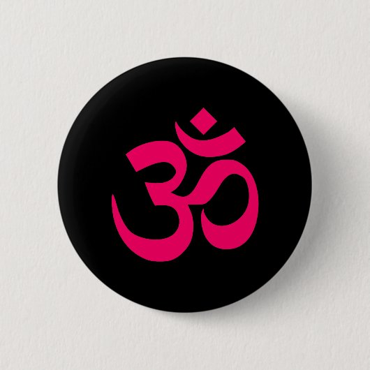 Schwarzes und rosa Om-Symbol Button (Vorderseite)