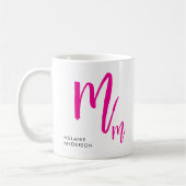 Schwarzes und rosa Schriftmonogramm Kaffeetasse (Links)