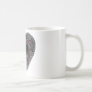 Schwarzes und rosa Spitzenherz Kaffeetasse