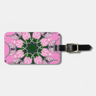 Schwarzes und rosa süßes Blumenmode-Motiv-Monogram Gepäckanhänger