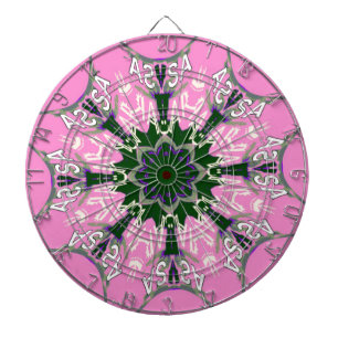 Schwarzes und rosa süßes florales Mode-Motiv-Monog Dartscheibe