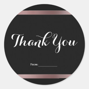 Schwarzes und Rosenvergoldetes Mauve Rosa Partyges Runder Aufkleber