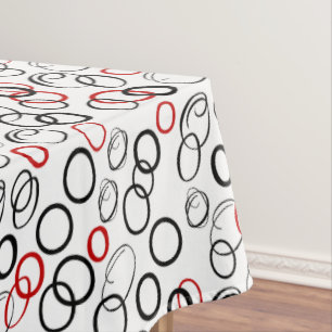 Schwarzes und rotes abstraktes Kreis-Muster Tischdecke