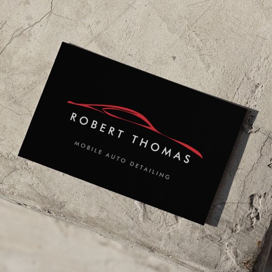 Schwarzes und rotes Auto - Details, Auto repariere Visitenkarte