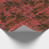 Schwarzes und rotes Blumenmuster. Geschenkpapier (Ecke)