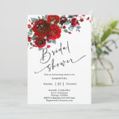 Schwarzes und rotes Brautparty Einladung (Stehend Vorderseite)