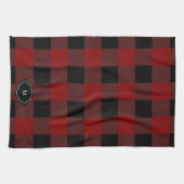Schwarzes und rotes Büffelkaromuster mit Monogramm Geschirrtuch (Horizontal)