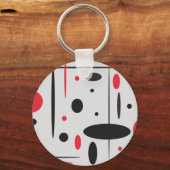 Schwarzes und rotes geometrisches Muster Schlüsselanhänger (Vorderseite)