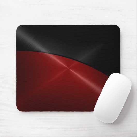 Schwarzes und rotes glänzendes Edelstahl-Metall Mousepad (Mit Mouse)