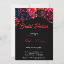 Schwarzes und Rotes Gotisches Dunkles Brautparty Einladung