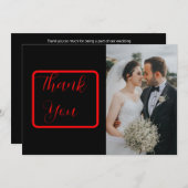 Schwarzes und Rotes Gotisches Dunkles Foto Dankeskarte (Vorne/Hinten)