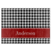 Schwarzes und rotes Hahnentrittmuster-Muster Schneidebrett (Vorderseite)