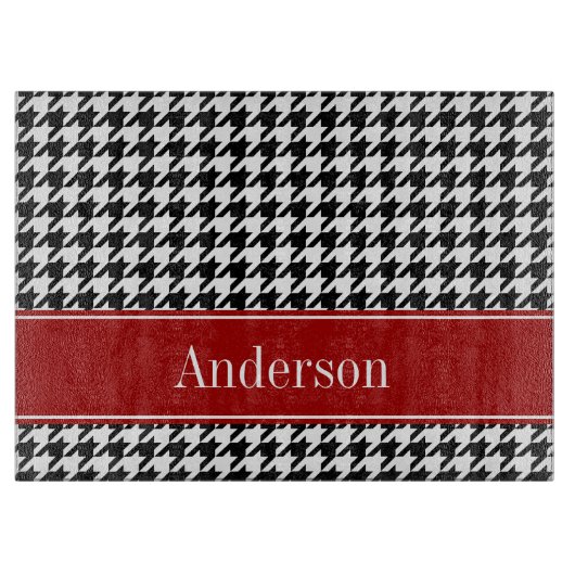 Schwarzes und rotes Hahnentrittmuster-Muster Schneidebrett (Vorderseite)