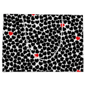 Schwarzes und Rotes Herz auf Weiß Große Geschenktüte (Rückseite)