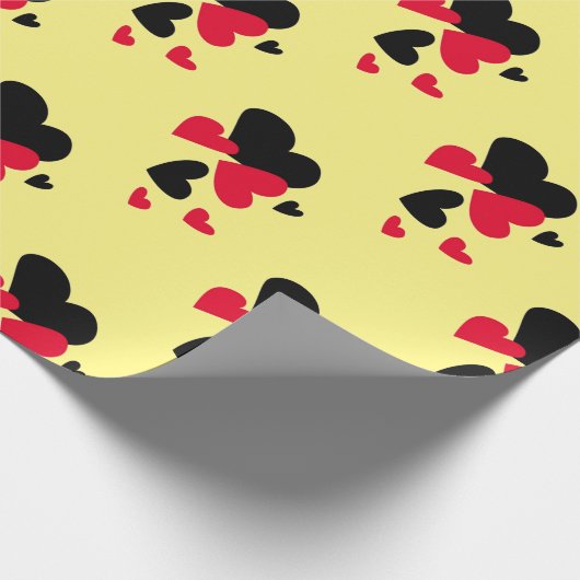 Schwarzes und rotes Herz-Gelb Geschenkpapier (Ecke)