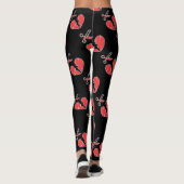 Schwarzes und rotes Herz Leggings (Rückseite)