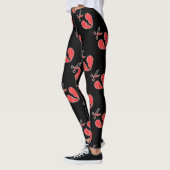 Schwarzes und rotes Herz Leggings (Links)