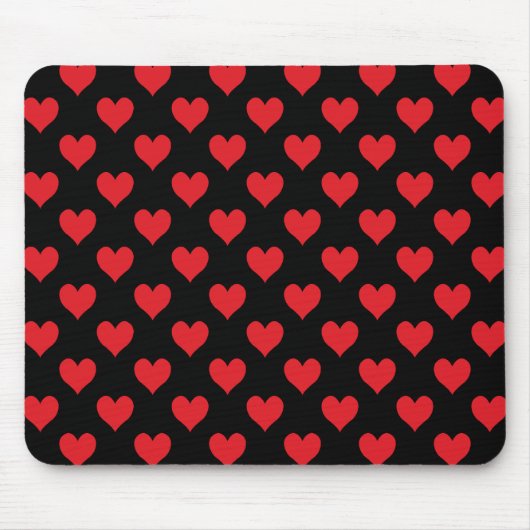Schwarzes und rotes Herzmuster Mousepad (Vorne)