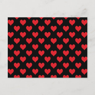 Schwarzes und rotes Herzmuster Postkarte