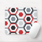 Schwarzes und rotes Hexagon-Muster Mousepad (Mit Mouse)