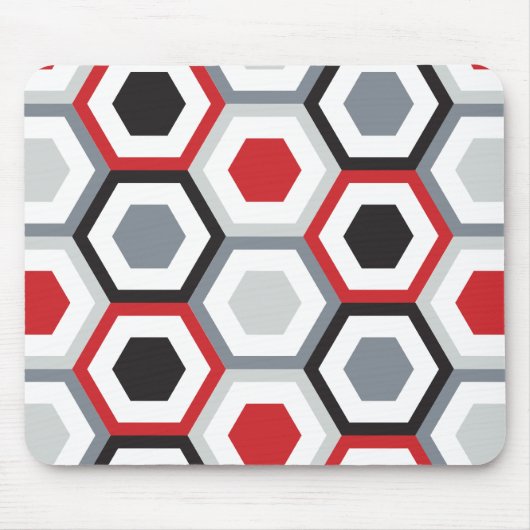 Schwarzes und rotes Hexagon-Muster Mousepad (Vorne)
