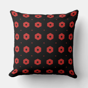 Schwarzes und rotes hexagonales geometrisches Must Kissen