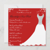 Schwarzes und rotes Hochzeits-KleiderBrautparty Einladung (Vorderseite)