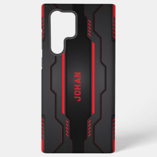Schwarzes und rotes metallisches geometrisches Des Samsung Galaxy Hülle