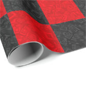 Schwarzes und rotes Schachbrett Geschenkpapier (Rolleneckpunkt)