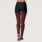 Schwarzes und rotes Streifen-Muster Striped Leggings (Rückseite)