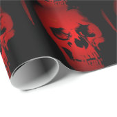Schwarzes und rotes Totenkopf-Weihnachtspapier Geschenkpapier (Rolleneckpunkt)