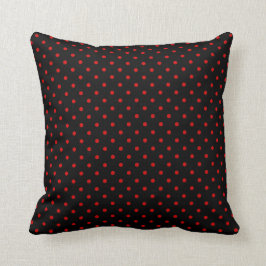 Schwarzes und rotes Tupfen-Muster Kissen