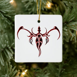 Schwarzes und rotes verziertes Stammes-Elefanten-M Keramikornament