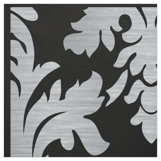 Schwarzes und silbernes Damast-Muster-Gewebe Stoff (Muster)