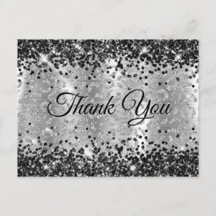 Schwarzes und silbernes Glitter-Leoparden-Folie-Da Postkarte