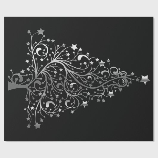 Schwarzes und silbernes Grau-elegante Geschenkpapier (Flach)