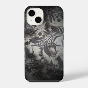 Schwarzes und silbernes Grunge-Design iPhone 14 Hülle