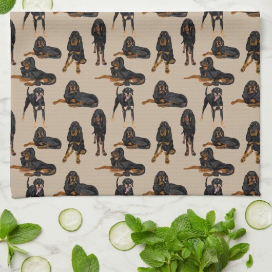 Schwarzes und TAN auf TAN Geschirrtuch (Gefaltet)