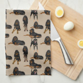 Schwarzes und TAN auf TAN Geschirrtuch (Viertel Falte)