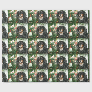 Schwarzes und tan Dackel-Weihnachten Geschenkpapier